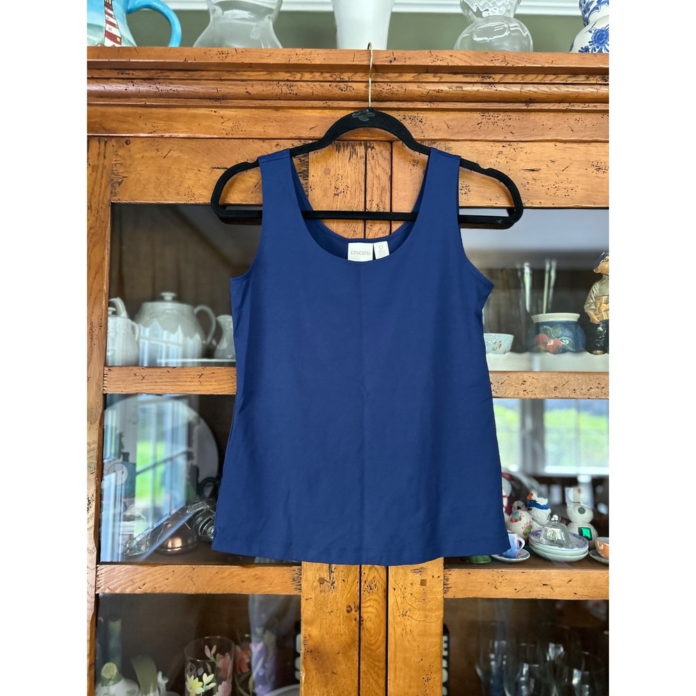 Chicos Chico's Tank Top Sz 0 Small (4) Starlit Navy Sleeveless Stretch Casual